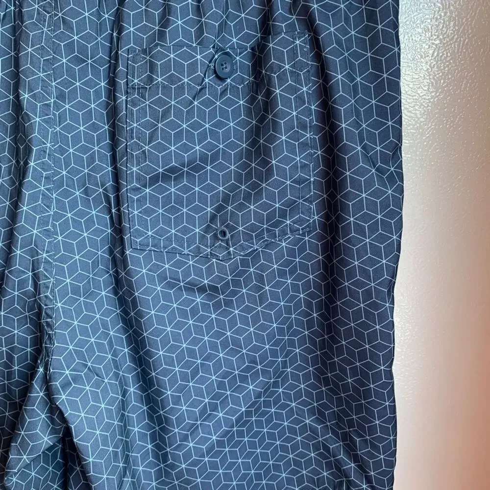 GOODFELLOW & CO Men’s Blue Abstract Fully Lined Swim Trunks / Size: Large